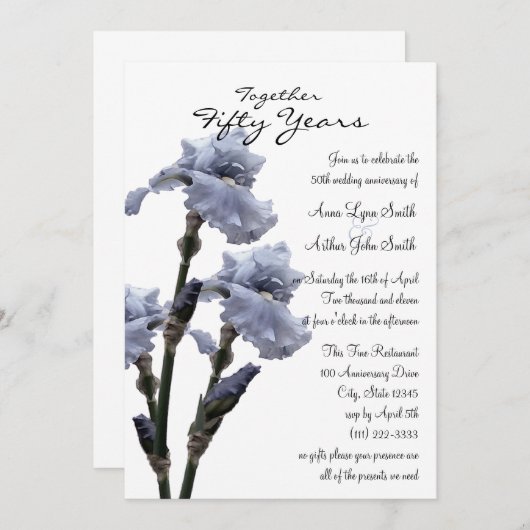 Invitation Iris d'anniversaire (Devant / Derrière)