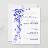 Invitation Iris & Dragonfly Royal Blue Fête des mariées (Devant)