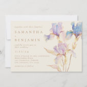 Invitation Iris Elégant Ensemble Complet Fleurs Aquarelle Mar (Devant)