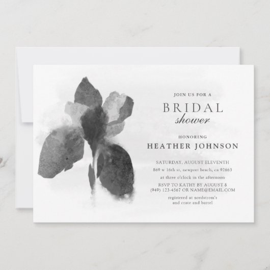 Invitation Iris Élégant Noir et Blanc Fleur Mariage (Devant)