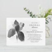 Invitation Iris Élégant Noir et Blanc Fleur Mariage (Debout devant)