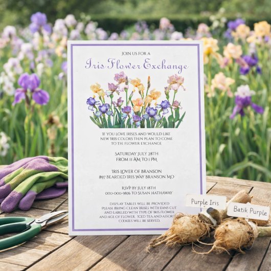 Invitation Iris en bulbes pour l'échange de fleurs
