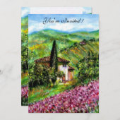 Invitation IRIS EN TOSCANE,Champ de fleurs vert violet (Devant / Derrière)