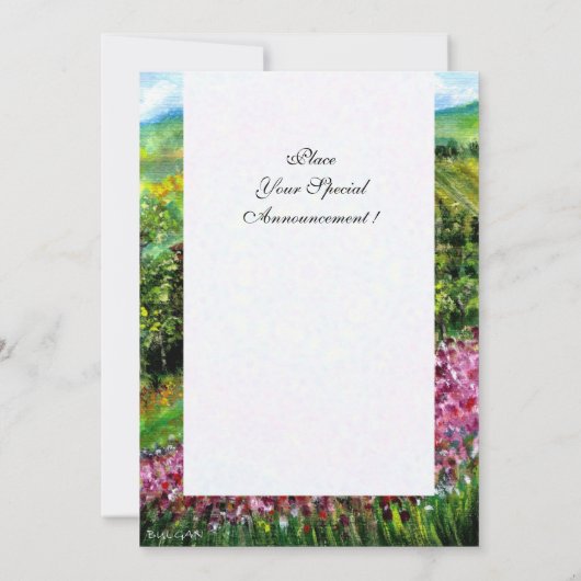 Invitation IRIS EN TOSCANE,Champ de fleurs violet vert (Dos)