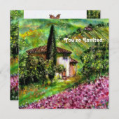 Invitation IRIS EN TOSCANE,Champ de fleurs violet vert (Devant / Derrière)