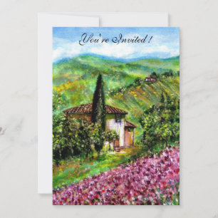 Invitation IRIS EN TOUSCANE,Champ de fleurs vert violet