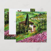 Invitation IRIS EN TOUSCANE,Champ de fleurs vert violet (Devant / Derrière)