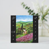 Invitation IRIS EN TOUSCANE,Champ de fleurs vert violet,Noir (Debout devant)