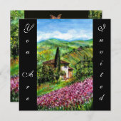 Invitation IRIS EN TOUSCANE,Fleur verte violette,Noir (Devant / Derrière)