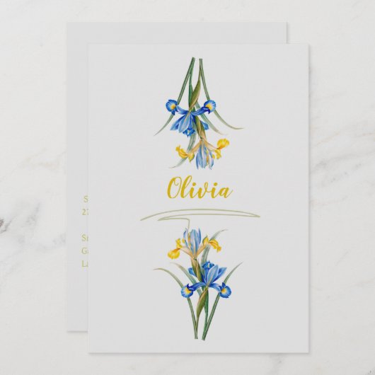 Invitation Iris espagnol par Pierre-Joseph Redouté (Devant / Derrière)