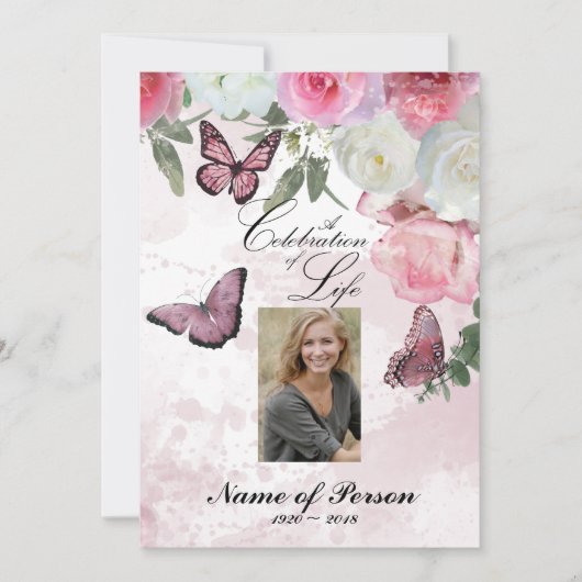 Invitation Iris et Colibri Célébration de la vie Funérailles (Devant)