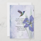 Invitation Iris et Hummingbird Célébration des funérailles de (Dos)