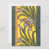 Invitation Iris Fleur Art Nouveau Vitrail Bleu Or (Dos)