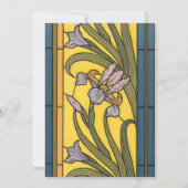 Invitation Iris Fleur Art Nouveau Vitrail Bleu Or (Dos)