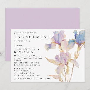 Invitation Iris Floral Élégant pour Fête de Fiançailles