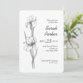 Invitation Iris Flower Celebration of Life Memorial Card (Debout devant)
