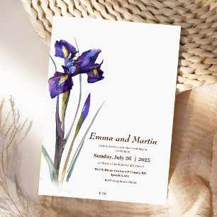 Invitation Iris minimaliste Moderne Beau Mariage Floral