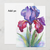 Invitation Iris violet et rouge (Devant / Derrière)