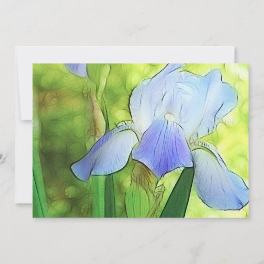 Invitation Irises bleues romantiques (Dos)