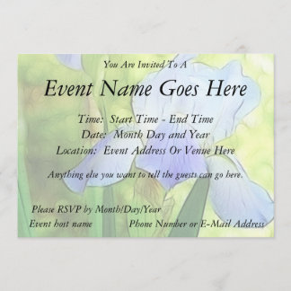 Invitation Irises bleues romantiques