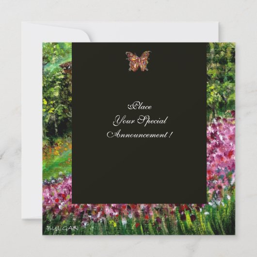 Invitation IRISES EN TOSCANE, Champ vert violet, Noir (Dos)
