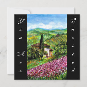 Invitation IRISES EN TOSCANE, Champ vert violet, Noir
