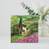 Invitation IRISES EN TOSCANE, Green Purple Flower Field (Debout devant)