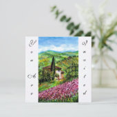 Invitation IRISES EN TOSCANE, Green Purple Flower Field (Debout devant)