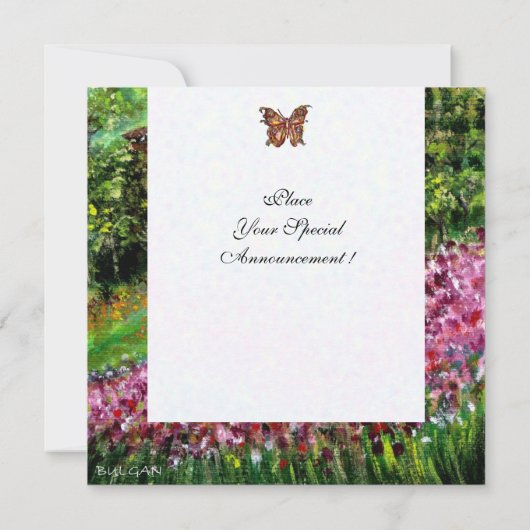 Invitation IRISES EN TOSCANE, Green Purple Flower Field (Dos)