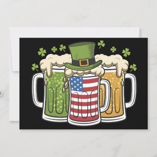 Invitation Irish Beer Irlande USA Drapeau américain St Patric (Devant)