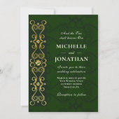 Invitation Irish Elegant Gold Artwork sur Green Christian (Devant)
