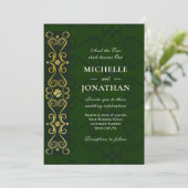 Invitation Irish Elegant Gold Artwork sur Green Christian (Debout devant)