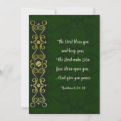 Invitation Irish Elegant Gold sur Dark Green Christian Mariag (Dos)