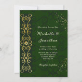 Invitation Irish Elegant Green Gold Design Mariage chrétien (Devant)