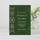 Invitation Irish Elegant Green Gold Design Mariage chrétien (Debout devant)