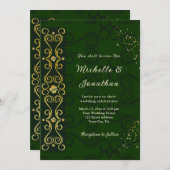Invitation Irish Elegant Green Gold Design Mariage chrétien (Devant / Derrière)