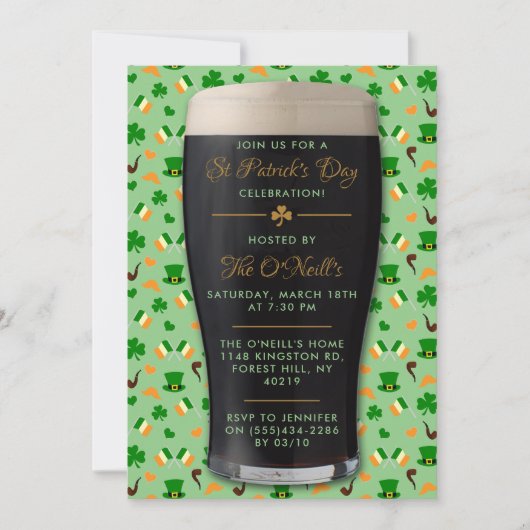 Invitation Irish Guinness Pint St. Patrick's Day Party (Devant)