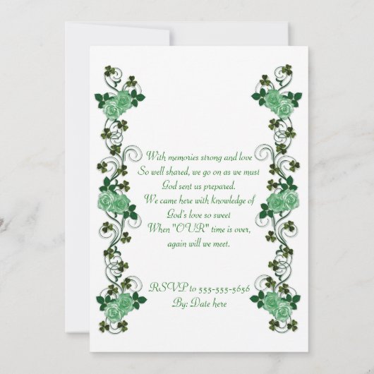 Invitation Irish Harp "Celebration of Life" (Dos)