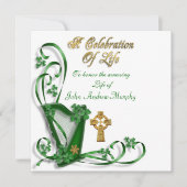 Invitation Irish Harp "Celebration of Life" (Devant)