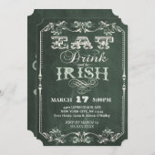 Invitation Irish Party mangez boire et être irlandais Chalkbo (Devant / Derrière)