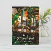 Invitation Irish pub ready for St. Patrick's Day party, green (Debout devant)