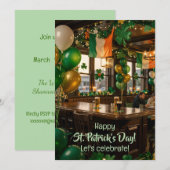 Invitation Irish pub ready for St. Patrick's Day party, green (Devant / Derrière)