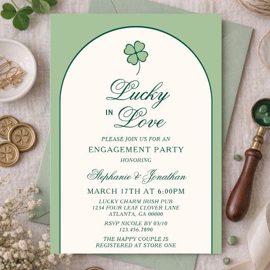 Invitation Irish Shamrock Lucky in Love Engagement Party