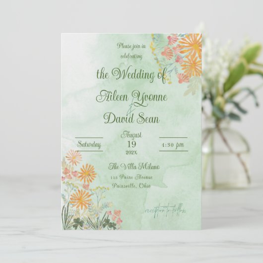 Invitation Irish Springtime Daisies Wedding (Debout devant)