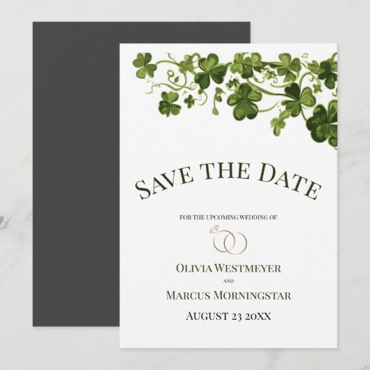 Invitation Irish Stylized Shamrock Leafy Foliage  (Devant / Derrière)