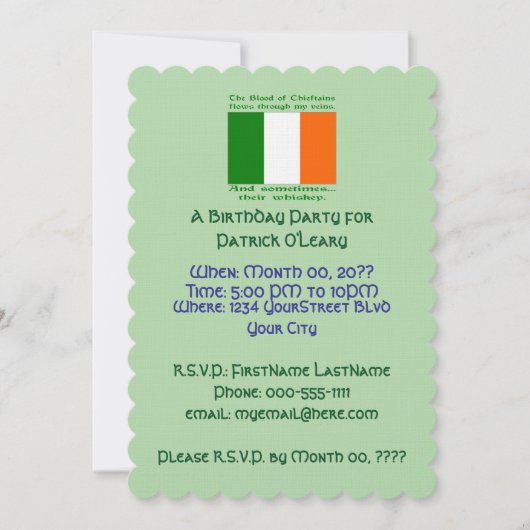 Invitation Irish Whiskey Birthday Party (Devant)