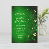 Invitation Irlandais Golden Leaf Clover Design Mariage Bénédi (Debout devant)