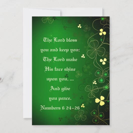 Invitation Irlandais Golden Leaf Clover Design Mariage Bénédi (Dos)