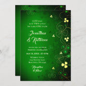 Invitation Irlandais Golden Leaf Clover Design Mariage Bénédi (Devant / Derrière)