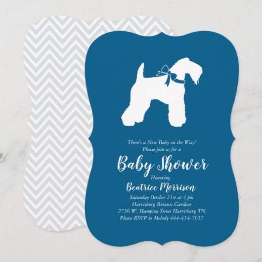 Invitation Irlandais Kerry Blue Terrier Chien Baby shower Blu (Devant / Derrière)